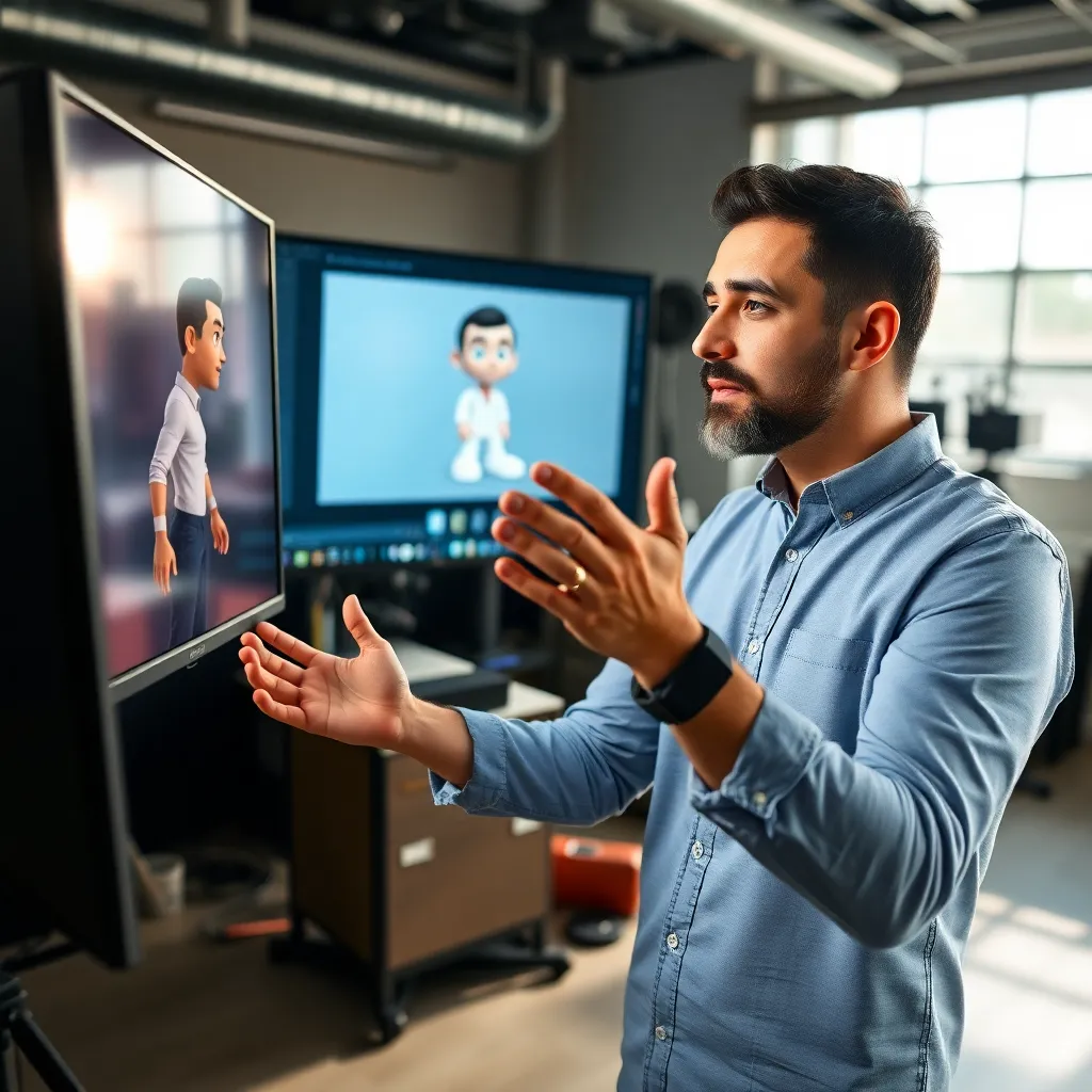 Professioneller Character Designer arbeitet an 3D-Modell mit Spezialsoftware