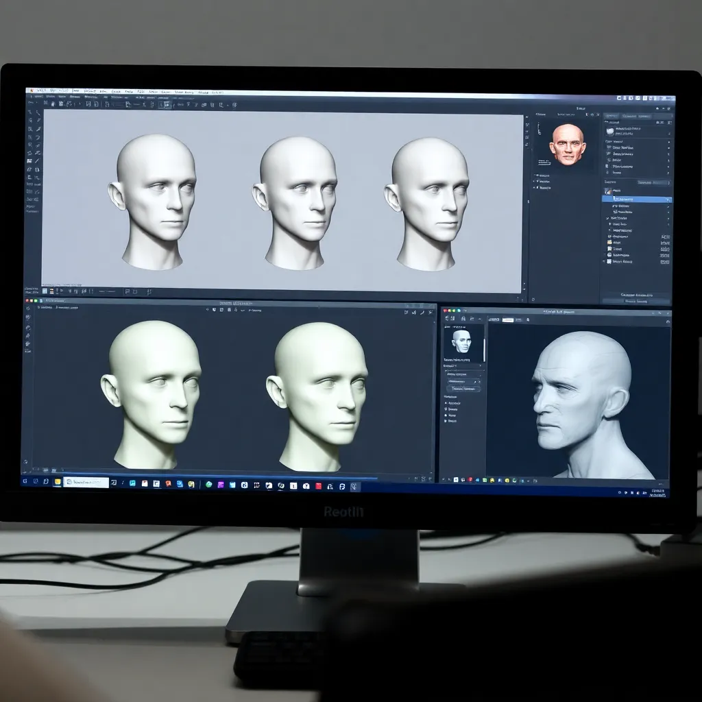 Moderne Designschule mit Studenten an 3D-Workstations